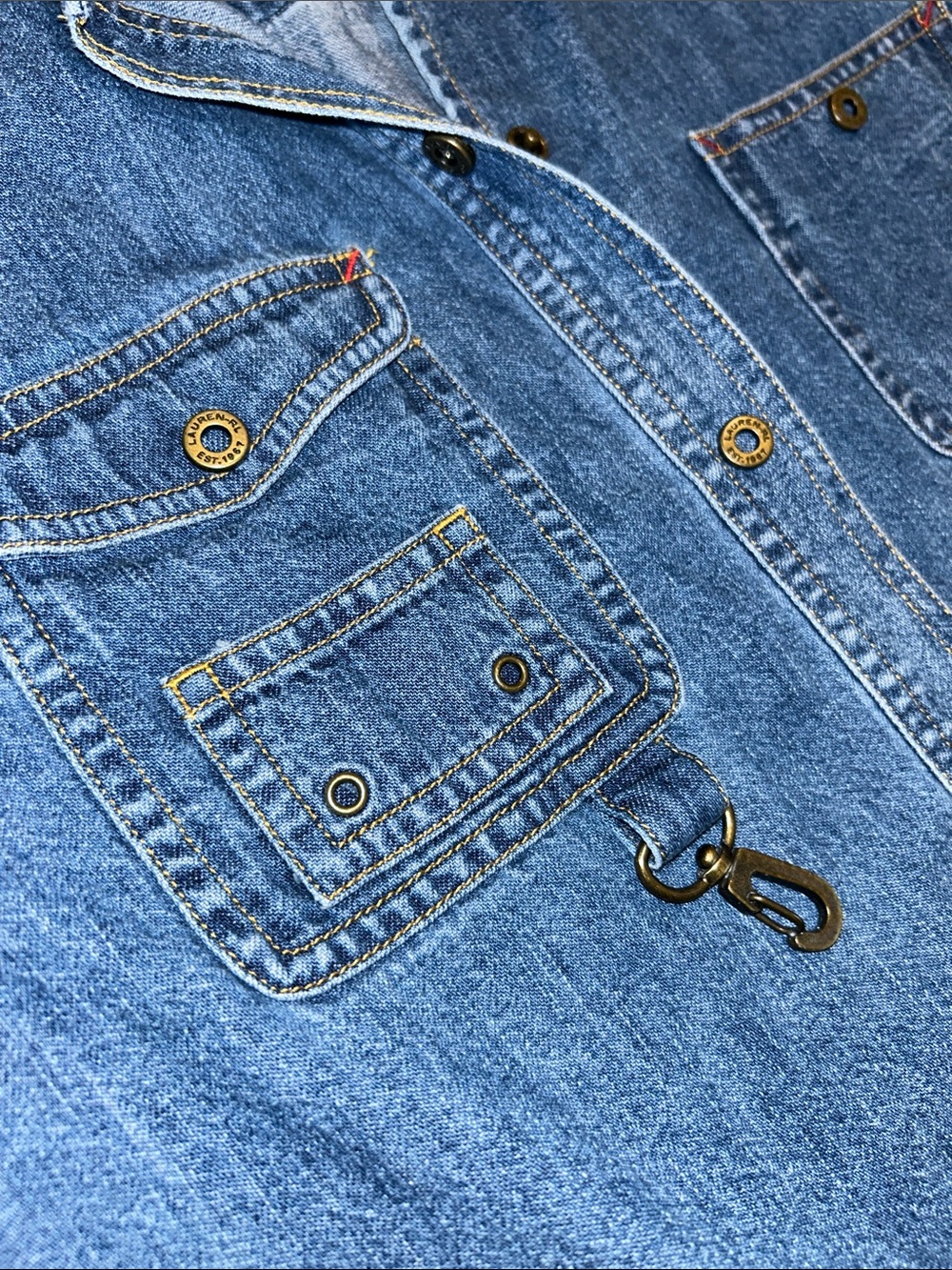 Ralph Lauren Jeans Co Snap Button Down Denim Utility Shacket Shirt 4 - Picture 14 of 14